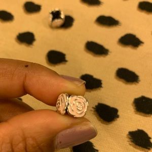 Pandora Bracelet Charm Spacers Pink Rose (Two)